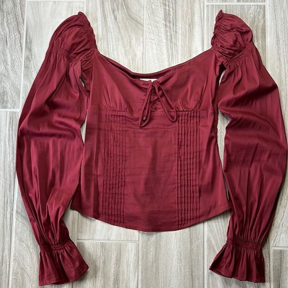 Mango Tops - Mango MNG Burgundy Long Sleeve Top 4
